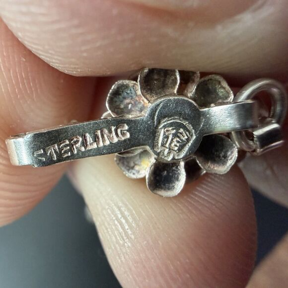 VINTAGE 50s TAXCO MEXICO STERLING SILVER TURQUOISE BLOSSOM FLOWER BRACELET 6.5” - Picture 14 of 16